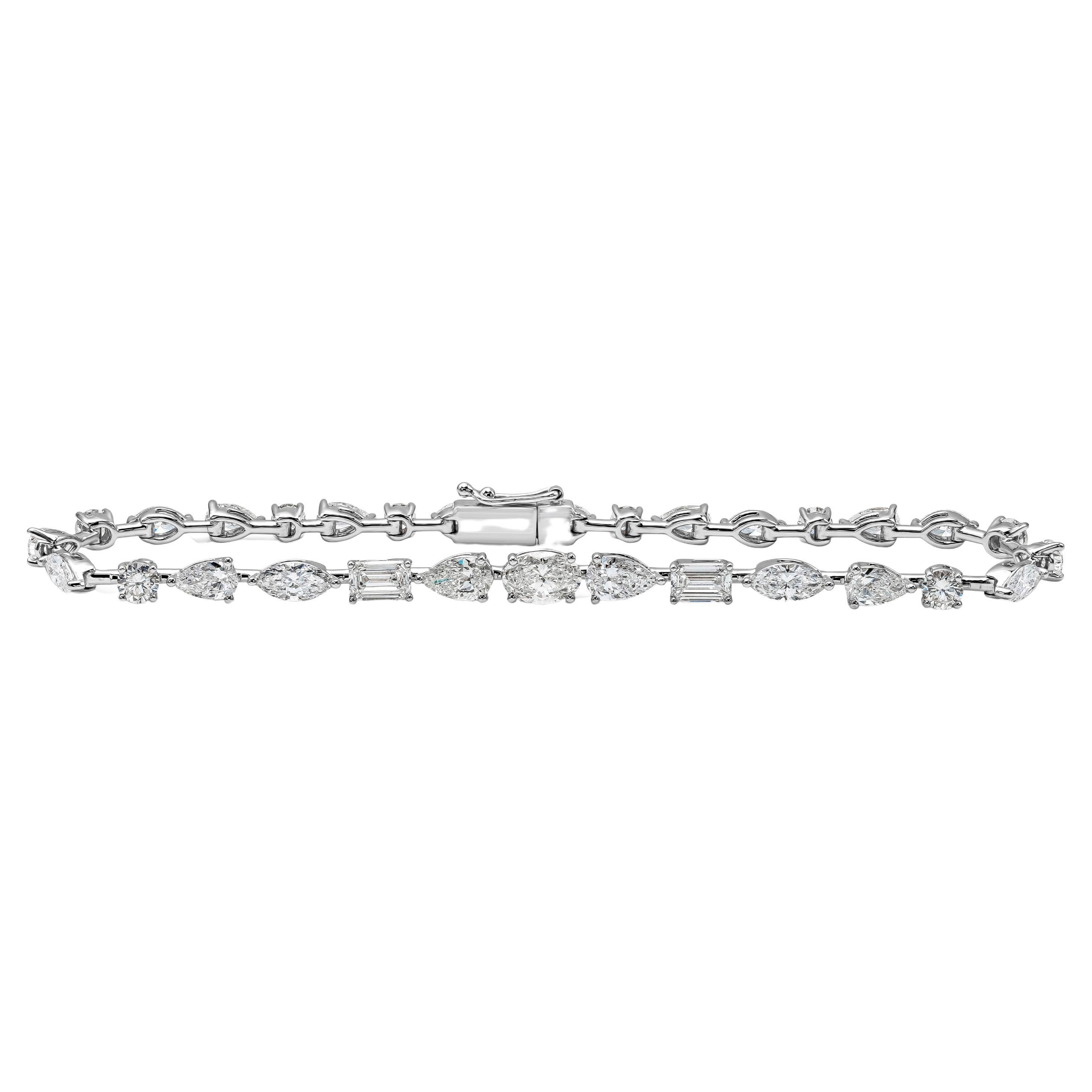 Roman Malakov 4.87 Carat Total Multi-Shape Diamond Tennis Bracelet For Sale  at 1stDibs | roman tennis bracelet, roman diamond bracelet, diamond bracelet  different shape