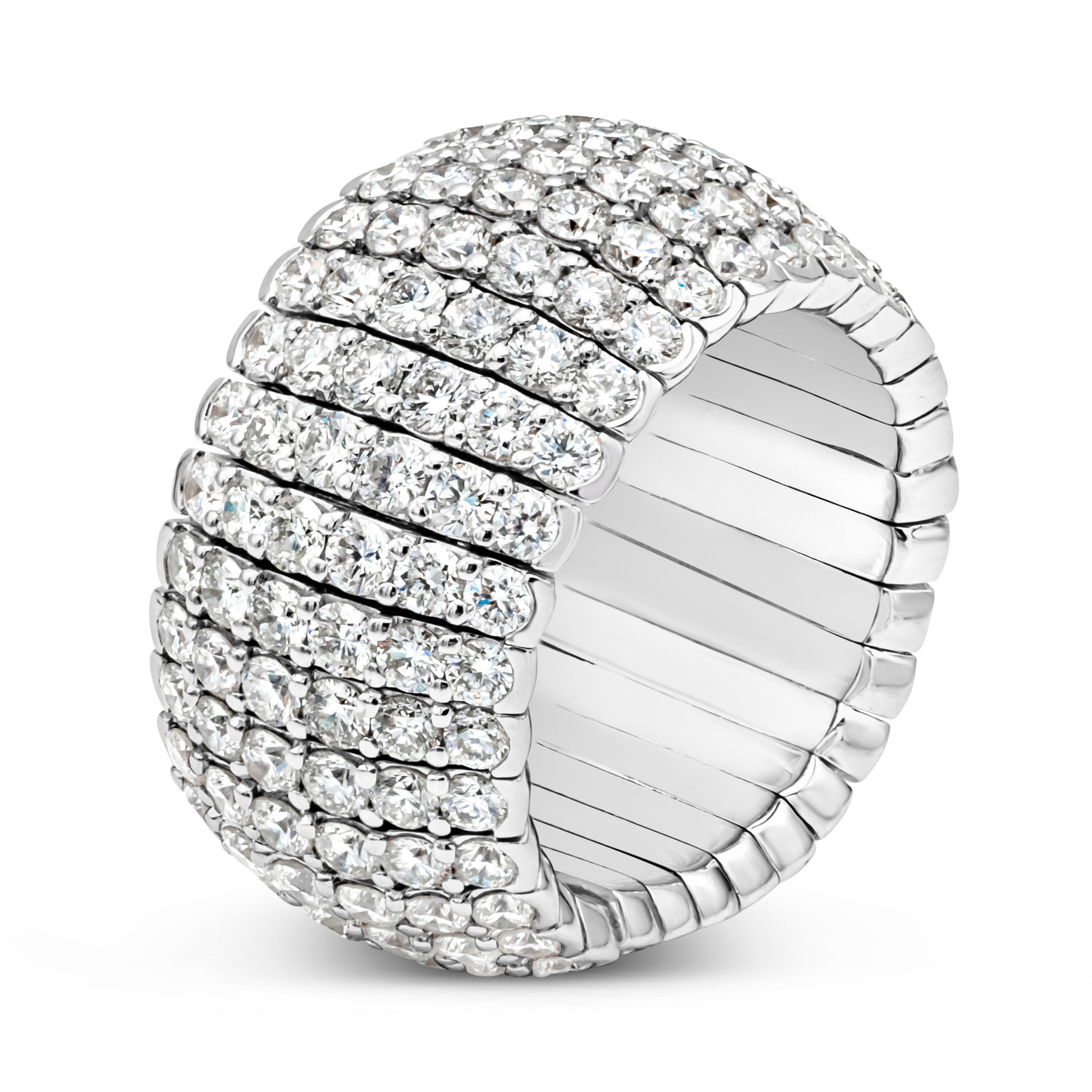 Contemporary Roman Malakov 4.92 Carats Total Round Cut Diamond Flexible Pave Fashion Ring For Sale