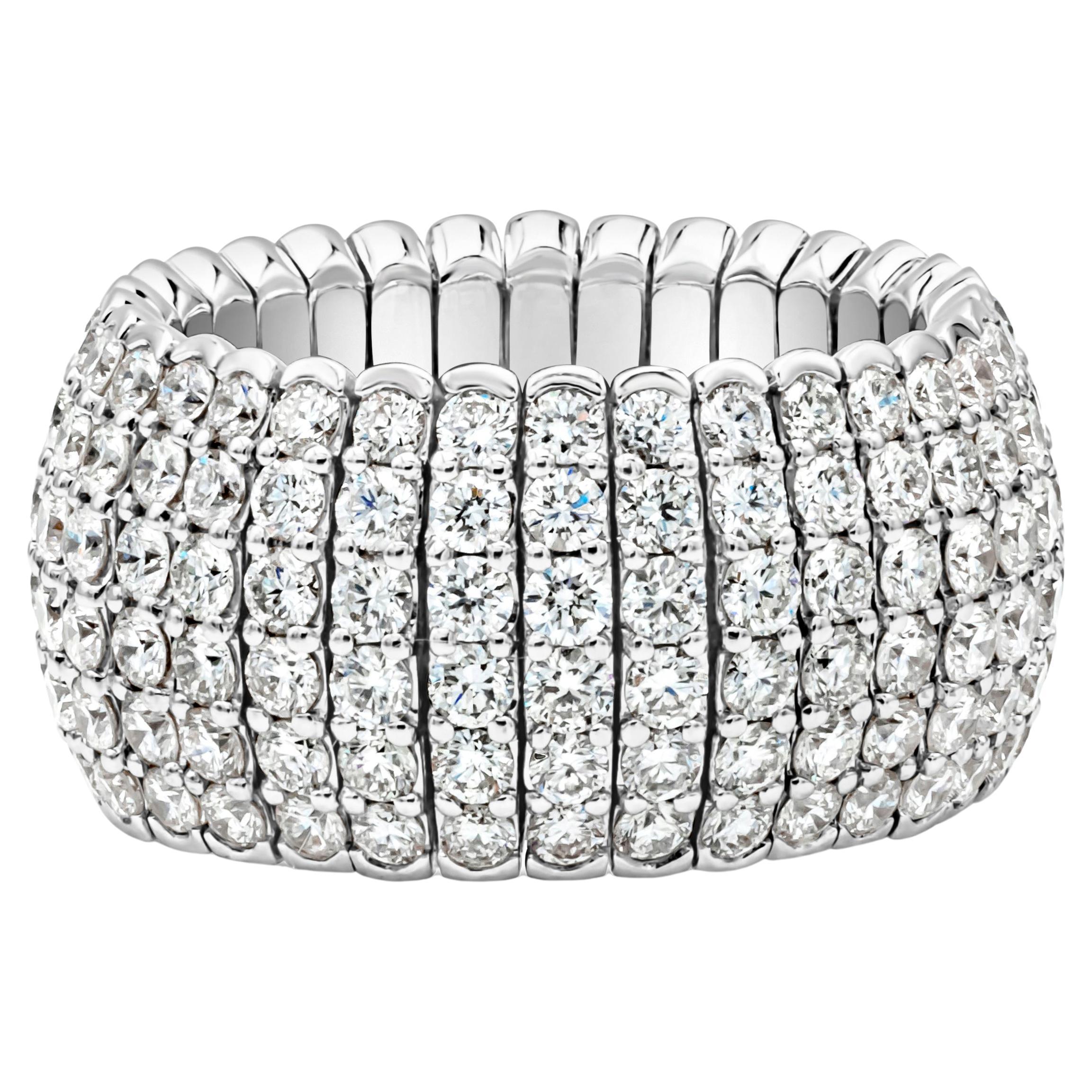 Roman Malakov 4.92 Carats Total Round Cut Diamond Flexible Pave Fashion Ring For Sale