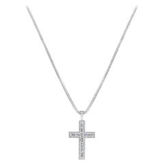 4.99 Carats Total Collier Croix en diamant baguette et rond pour homme