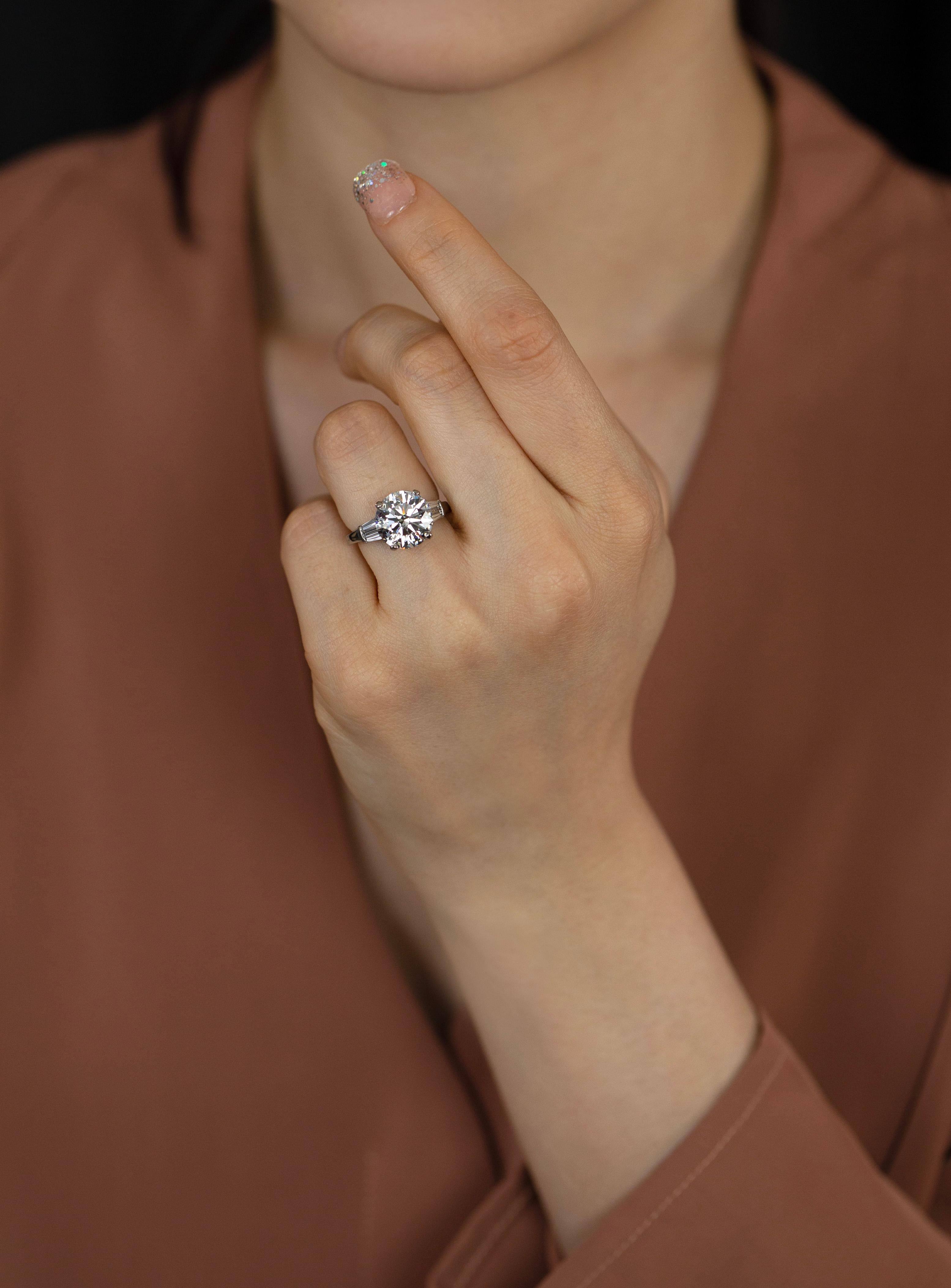 Round Cut Roman Malakov 5.02 Carat Round Shape Diamond Three-Stone Engagement Ring For Sale