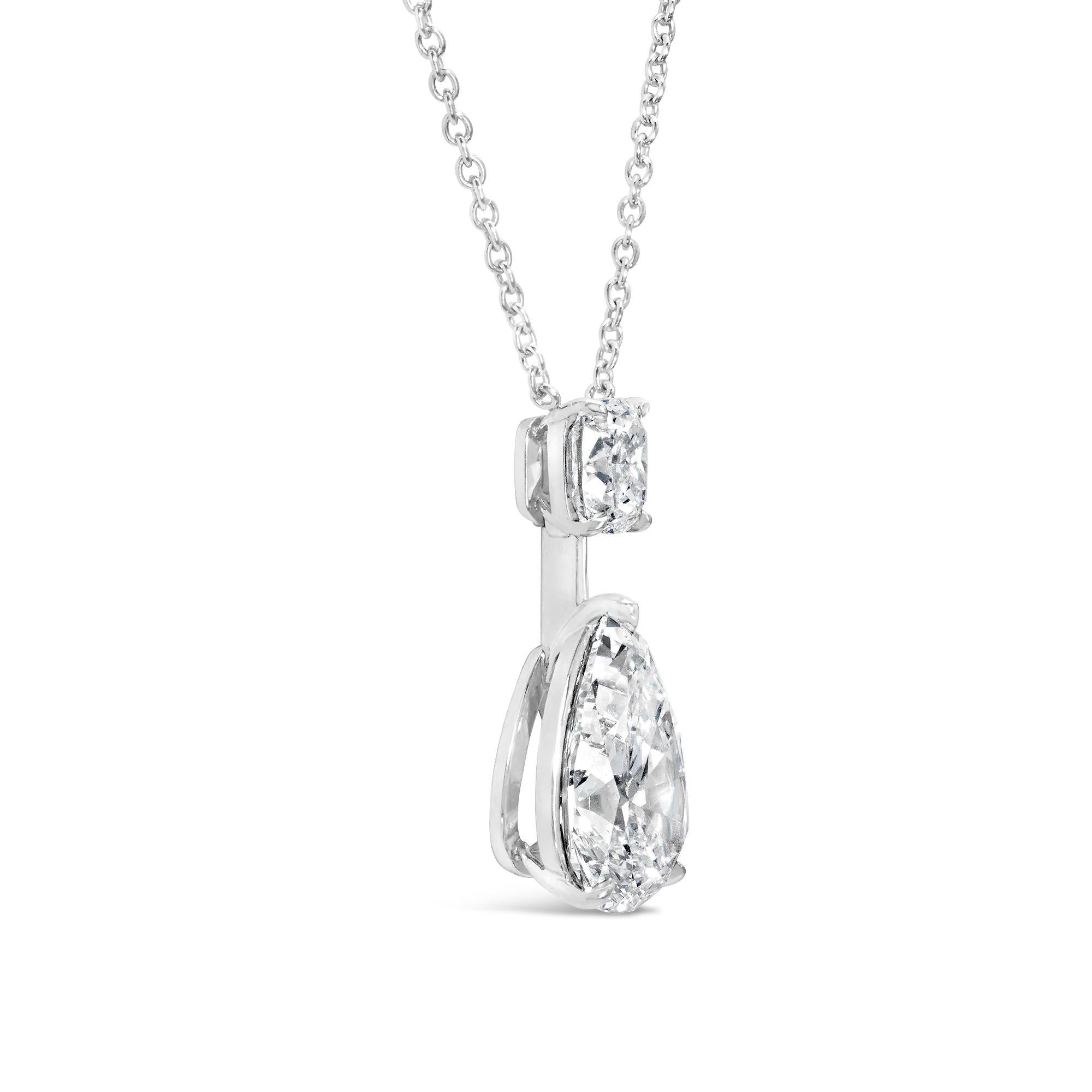 Contemporary Roman Malakov 5.02 Carats Total Mixed-Cut Diamond Pendant Necklace in Platinum For Sale