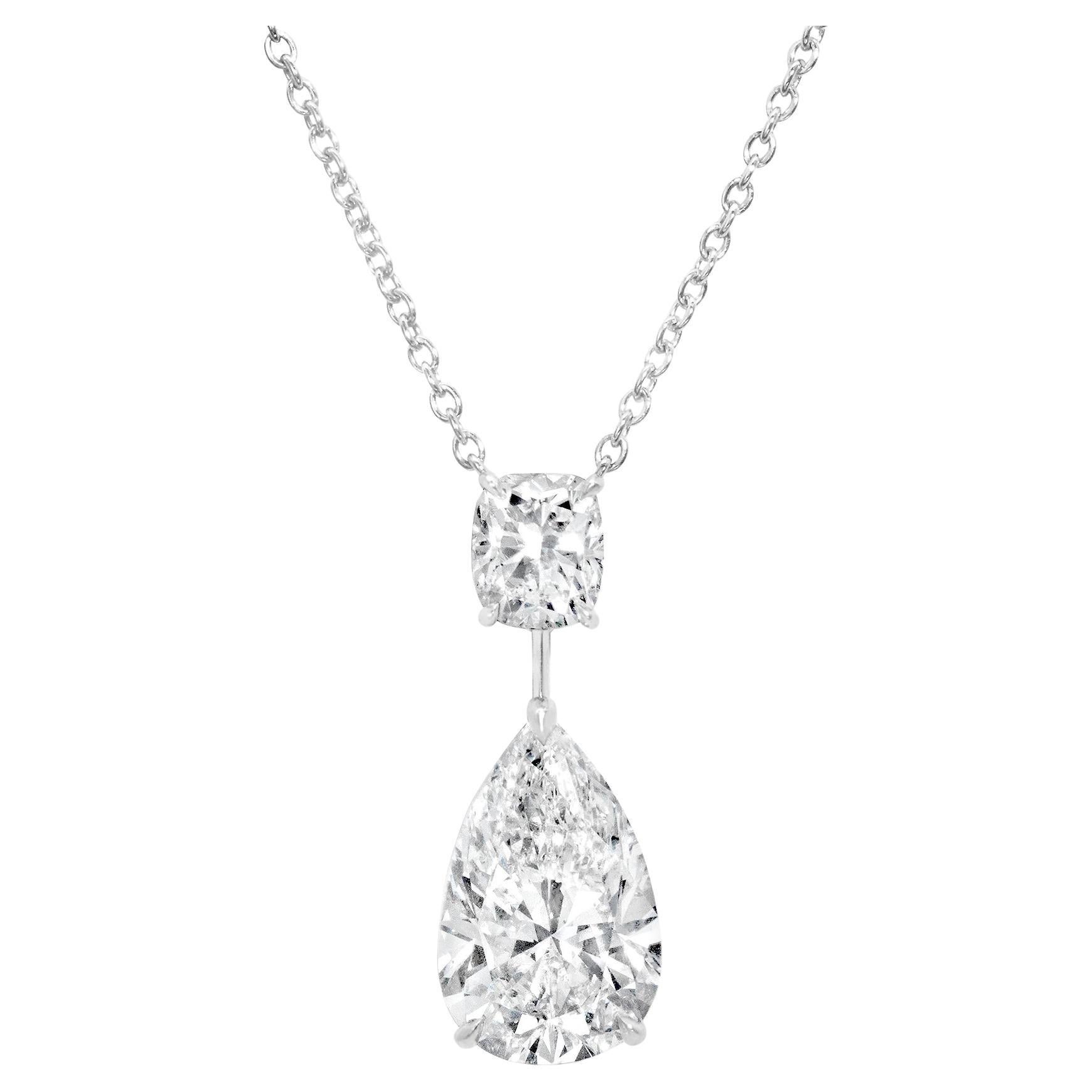 Roman Malakov 5.02 Carats Total Mixed-Cut Diamond Pendant Necklace in Platinum