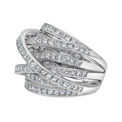 Roman Malakov Anillo de moda ancho entrelazado con diamantes talla princesa de 5,10 quilates