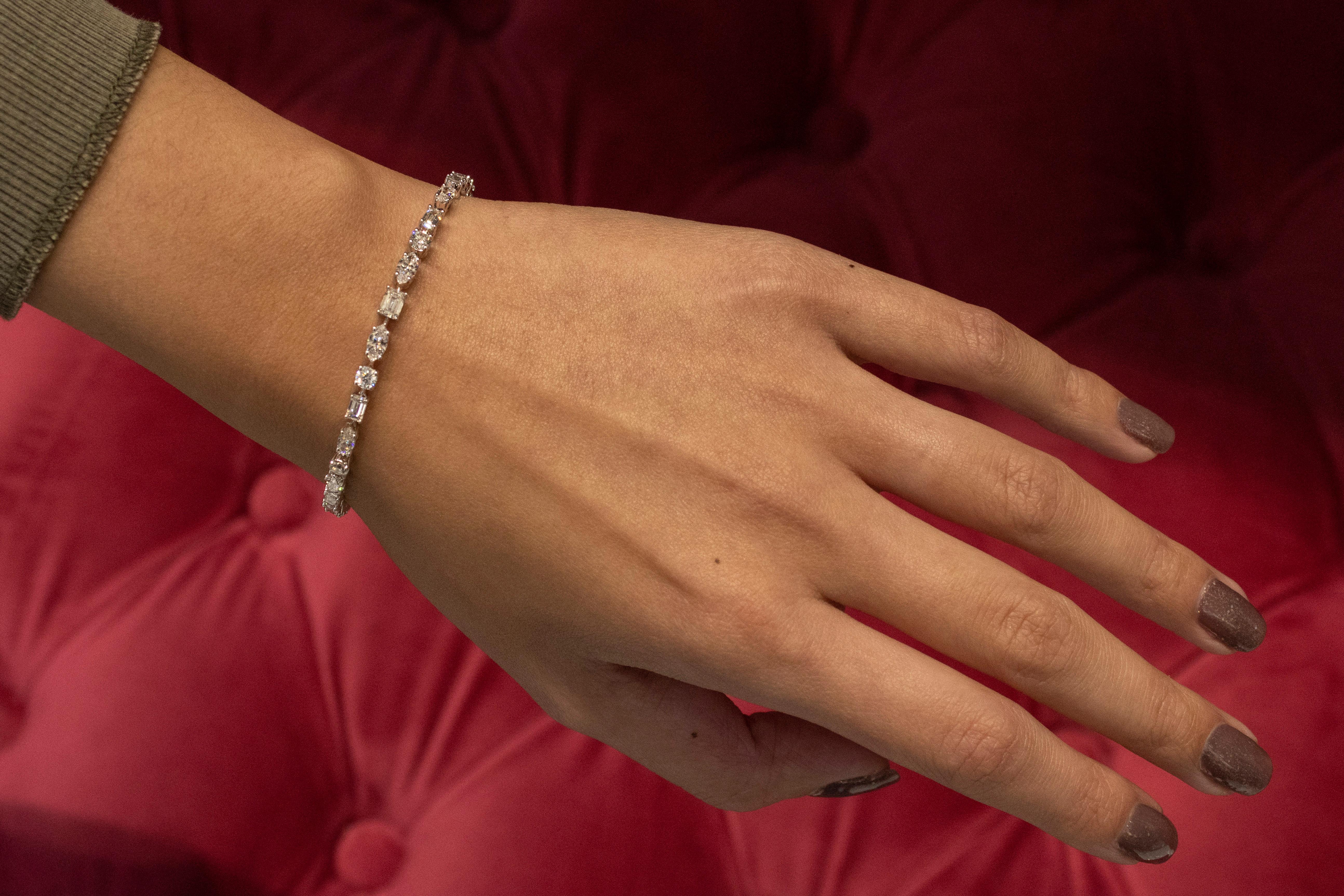 Roman Malakov Bracciale da tennis con diamanti a forma multipla da 5,11 carati In condizioni Nuovo a New York, NY