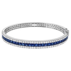 Roman Malakov 5.13 Carat French Cut Sapphire & Diamond Bangle Bracelet