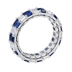 Roman Malakov 5.14 Carat Emerald-Cut Sapphire and Diamond Wedding Band