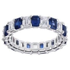 Roman Malakov 5.14 Carat Emerald-Cut Sapphire and Diamond Wedding Band