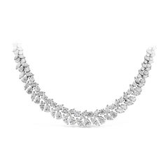 Roman Malakov 51,48 Karat insgesamt Mixed-Cut Diamant Riviera Weißgold-Halskette