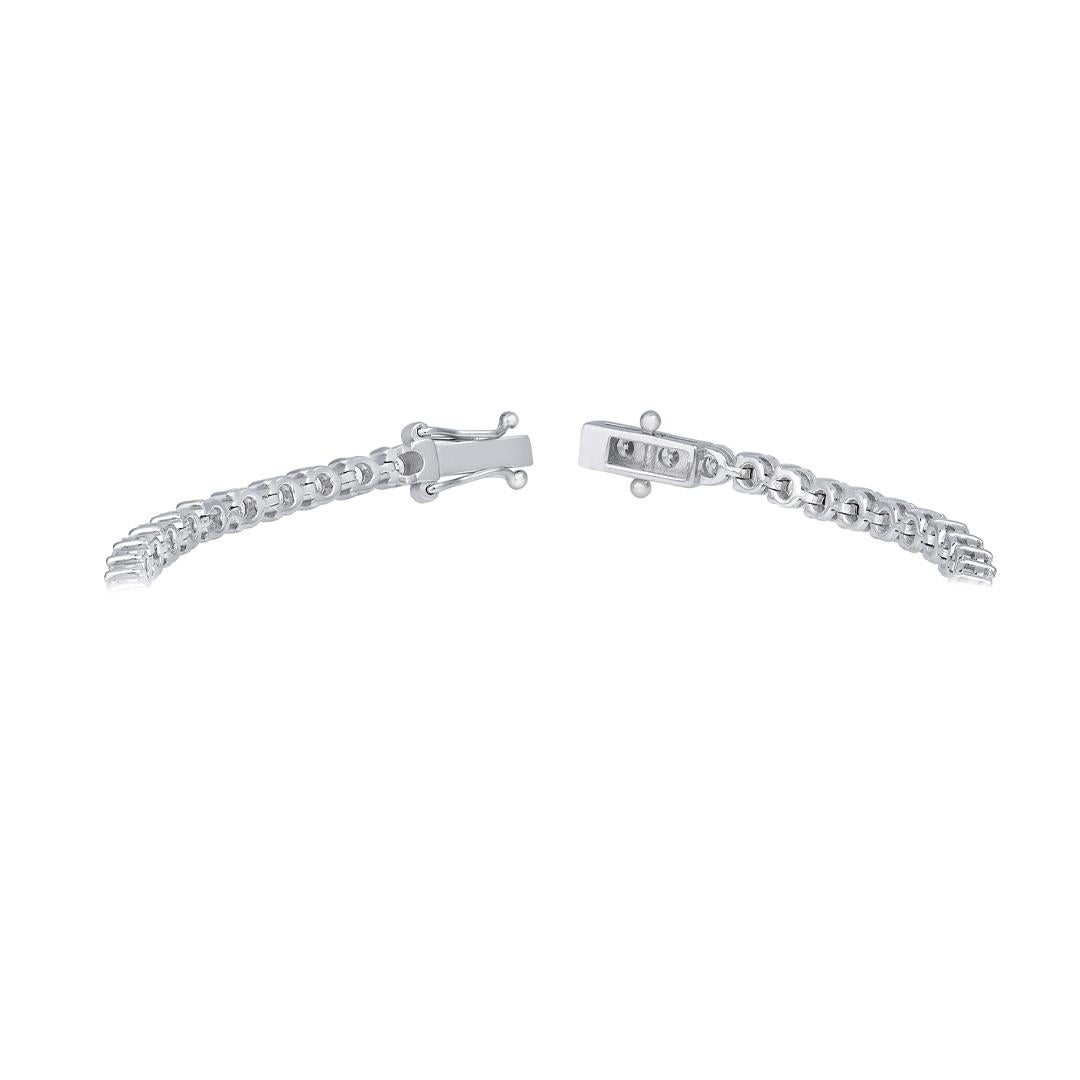 Contemporary Roman Malakov 5.17 Carat Brilliant Round Cut Diamond Three Prong Tennis Bracelet For Sale