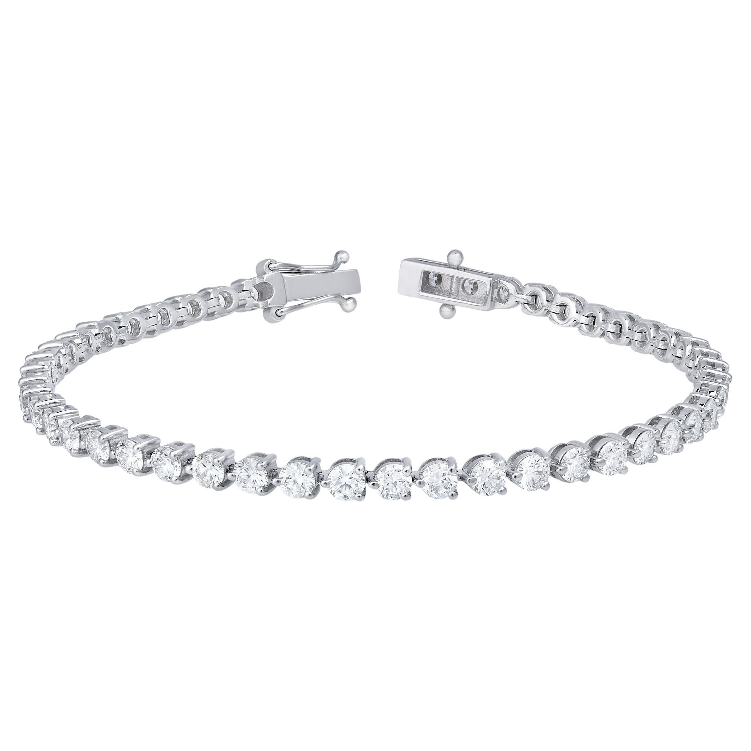 Roman Malakov Pulsera de tenis de tres garras con diamantes talla redonda brillante de 5,17 quilates