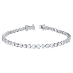 Roman Malakov 5.17 Carat Brilliant Round Cut Diamond Three Prong Tennis Bracelet