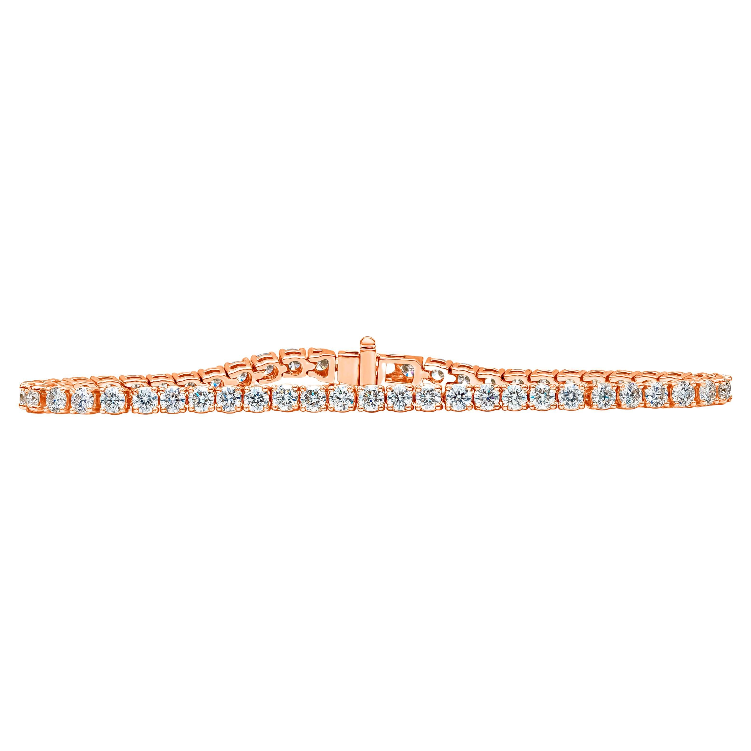 Roman Malakov 5.20 Carat Total Brilliant Round Cut Diamond Tennis Bracelet  For Sale