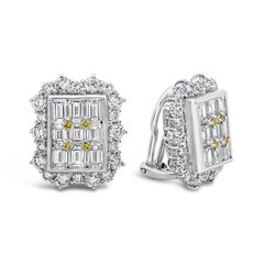 Roman Malakov 5.20 Carats Total Mixed Cut Diamond Illusion Cluster Clip Earrings