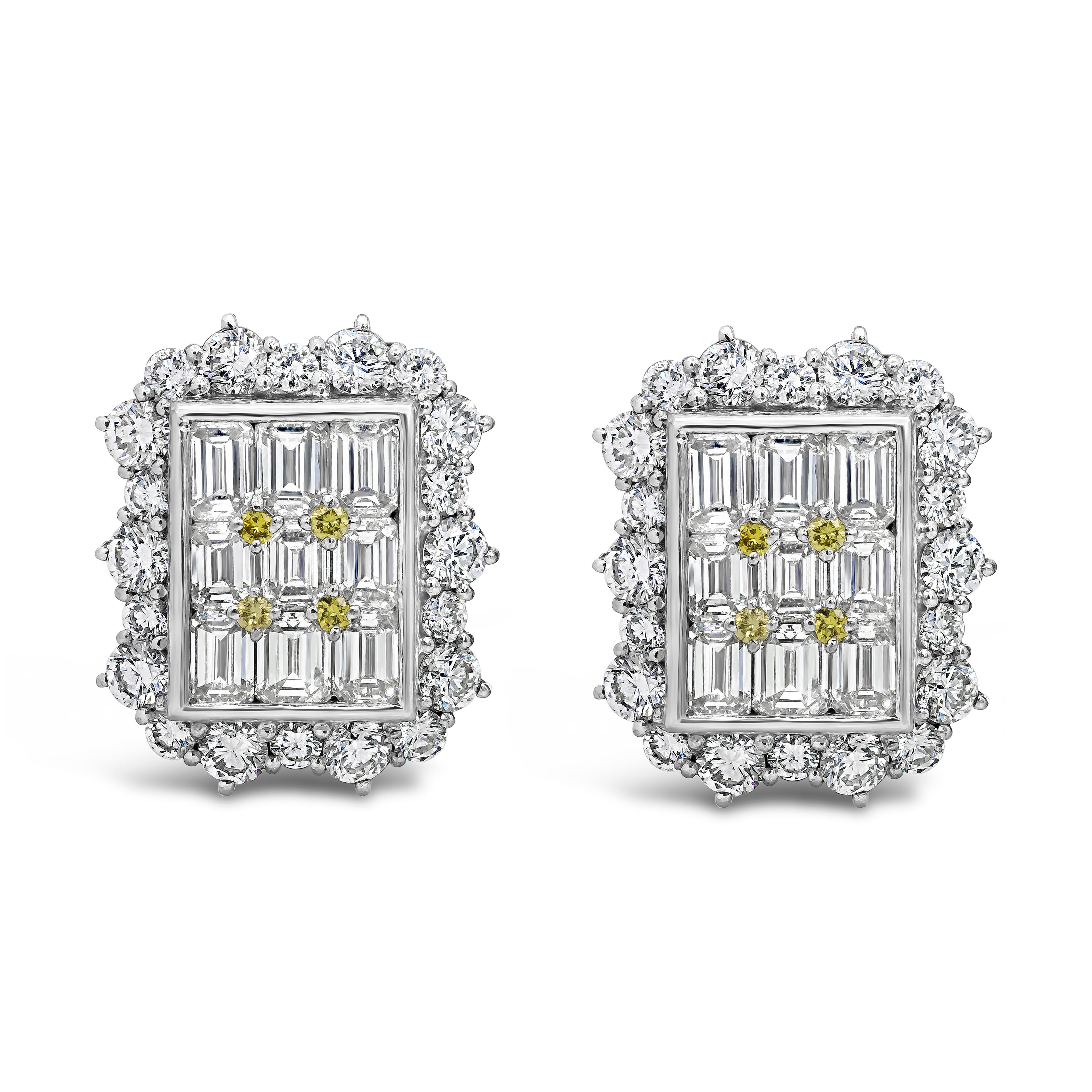 Roman Malakov 5.20 Carats Total Mixed Cut Diamond Illusion Cluster Clip Earrings For Sale