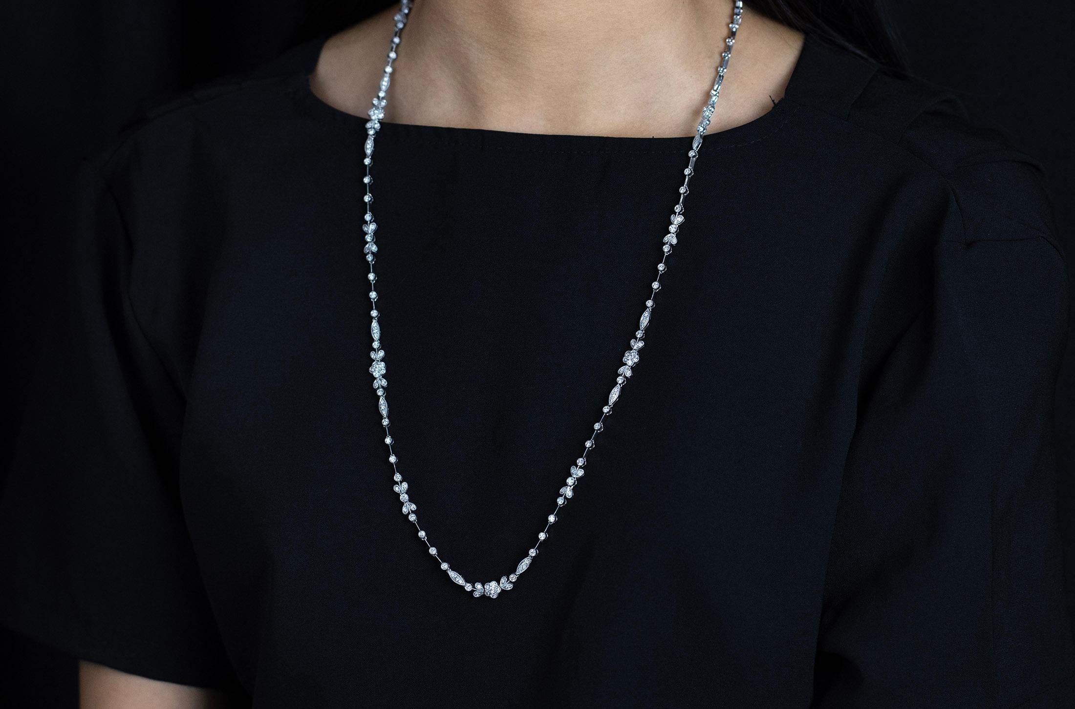 Women's Roman Malakov 5.22 Carats Total Brilliant Round Diamond Intricate Necklace For Sale
