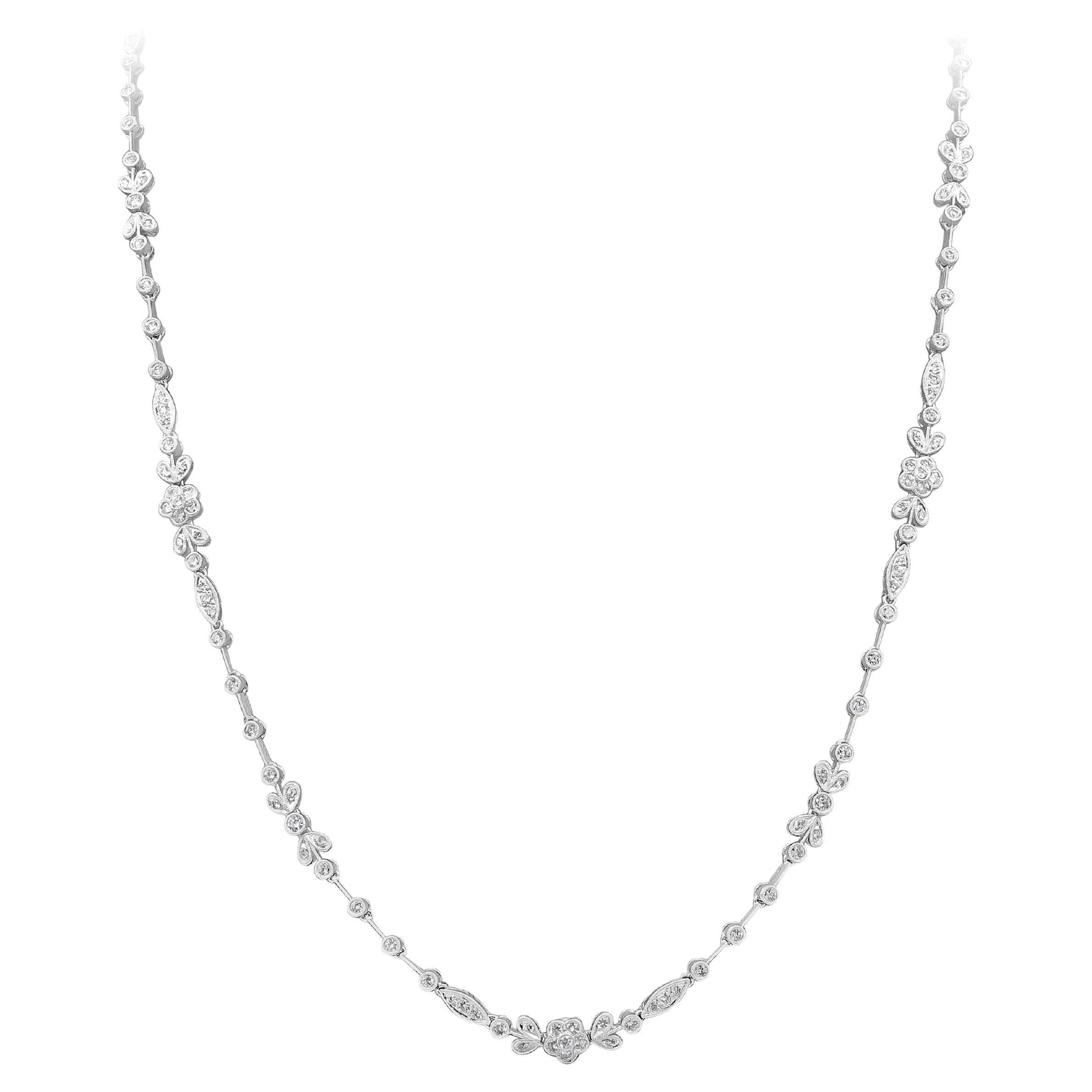 Roman Malakov 5.22 Carats Total Brilliant Round Diamond Intricate Necklace For Sale