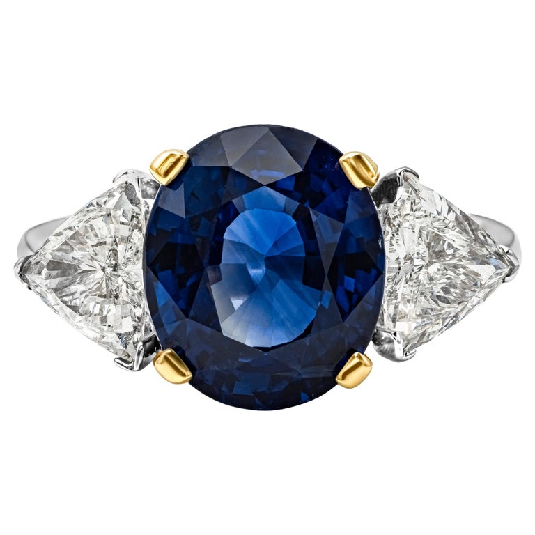 Roman Malakov, 5.29 Carat Blue Sapphire and Diamond Three-Stone ...