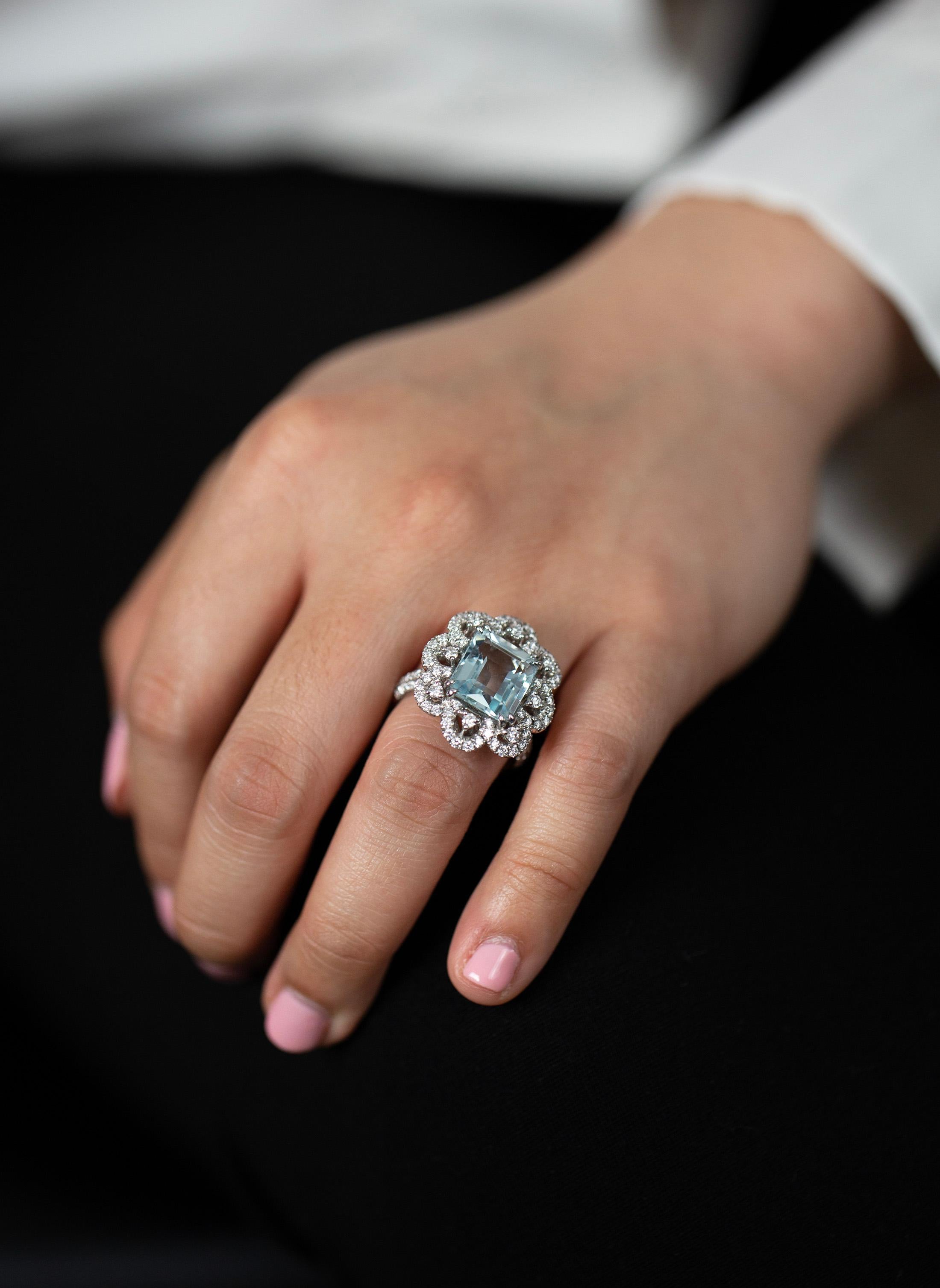 aquamarine flower ring