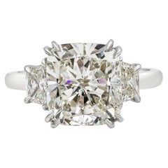 Roman Malakov 5.40 Carat Cushion Diamond Three-Stone Engagement Ring