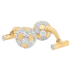Roman Malakov 5,40 Karat Diamant Klassische Fußball Manschettenknöpfe