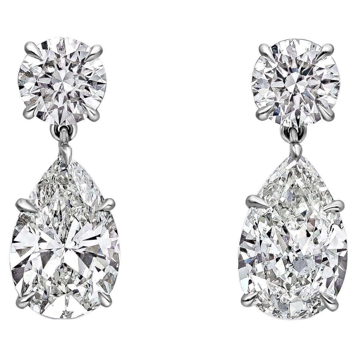 GIA Certified 5 43 Carat Total Pear And Round Diamond Dangle Drop gia-certified-5-43-carat-total-pear-and-round-diamond-dangle-drop
