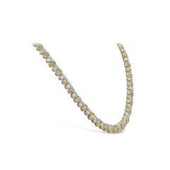 Roman Malakov 54.75 Carats Oval Cut Yellow & White Diamond Tennis Men's Necklace