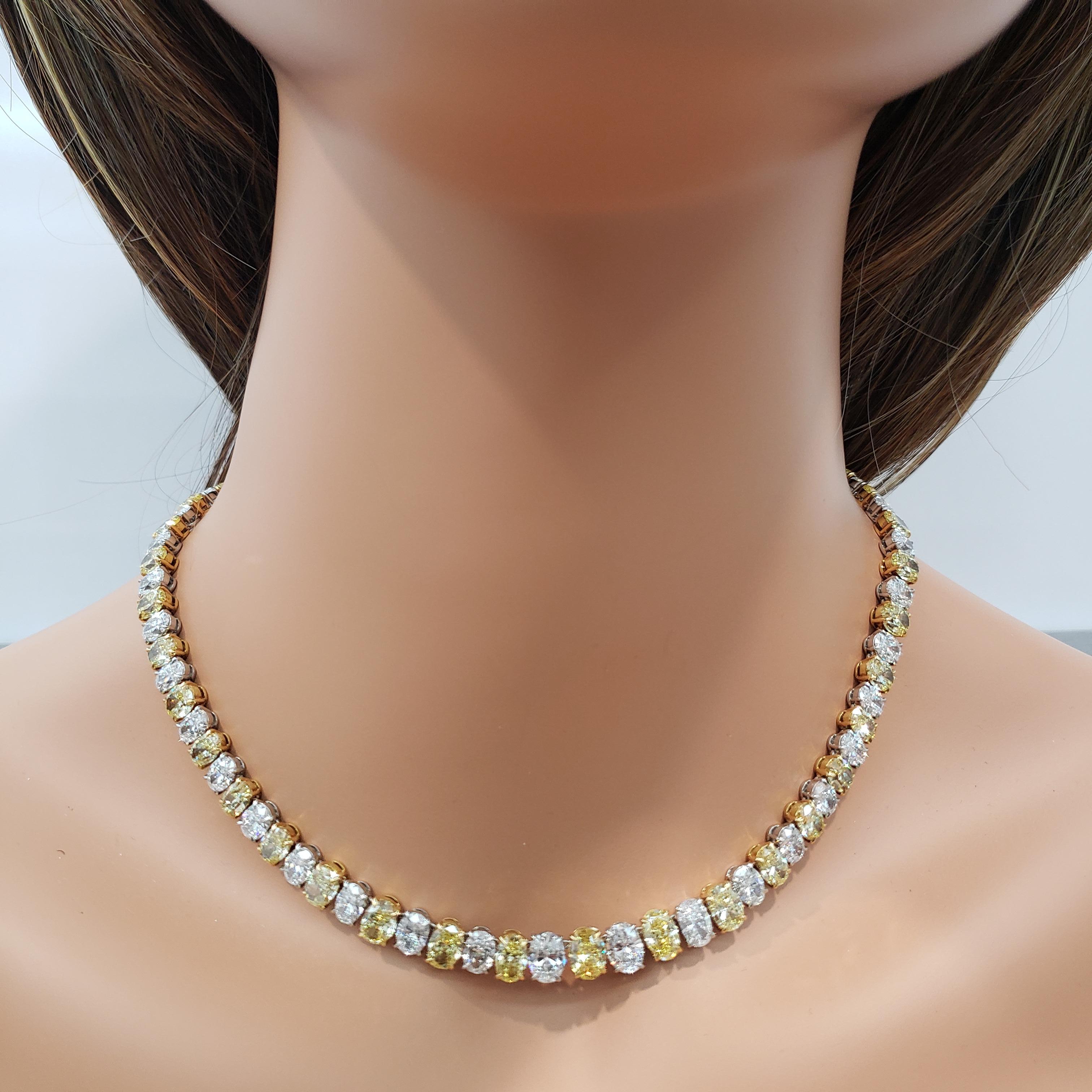 White Oval Diamond Tennis Necklace 