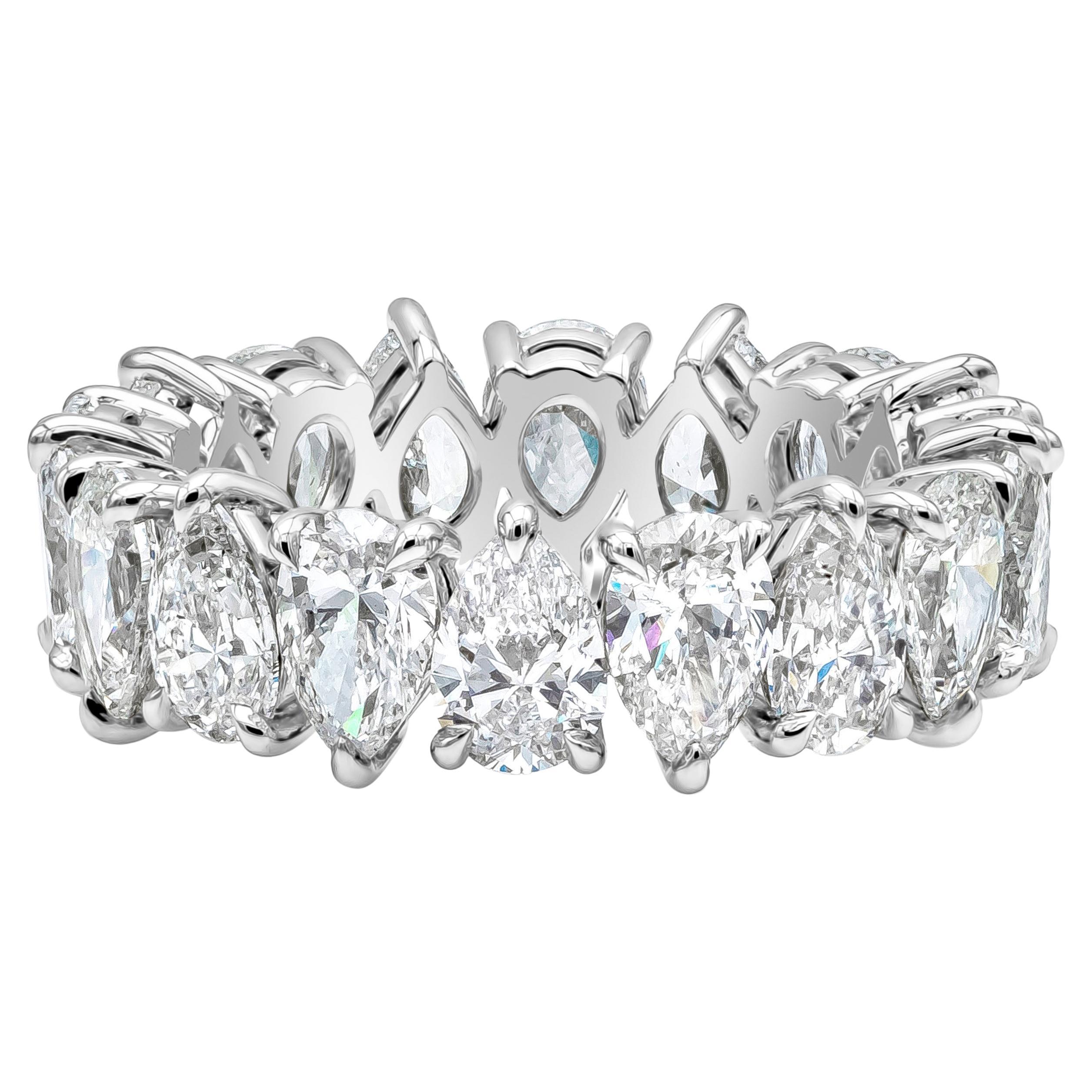Roman Malakov 5.52 Carat Total Pear Shape Diamond Eternity Wedding Band Ring