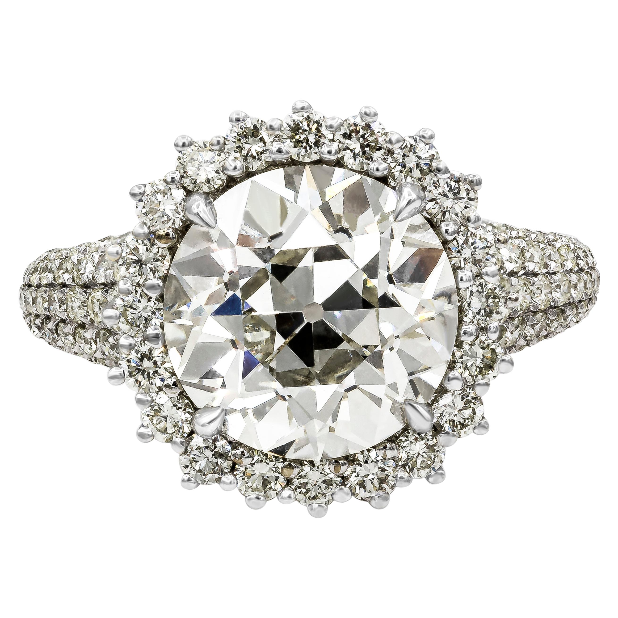 Roman Malakov GIA Certified 5.56 Carats Old European Cut Diamond Engagement Ring For Sale