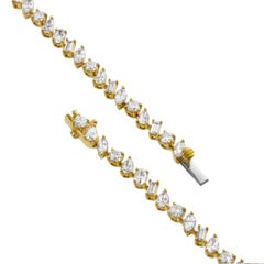 Roman Malakov Bracciale tennis con diamanti a taglio misto da 5.58 carati totali in oro giallo