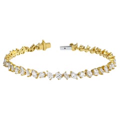 Roman Malakov Bracciale tennis con diamanti a taglio misto da 5.58 carati totali in oro giallo