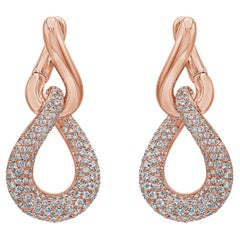 Roman Malakov 5.68 Carat Total Round Diamond Intertwined Drop Fashion Earrings