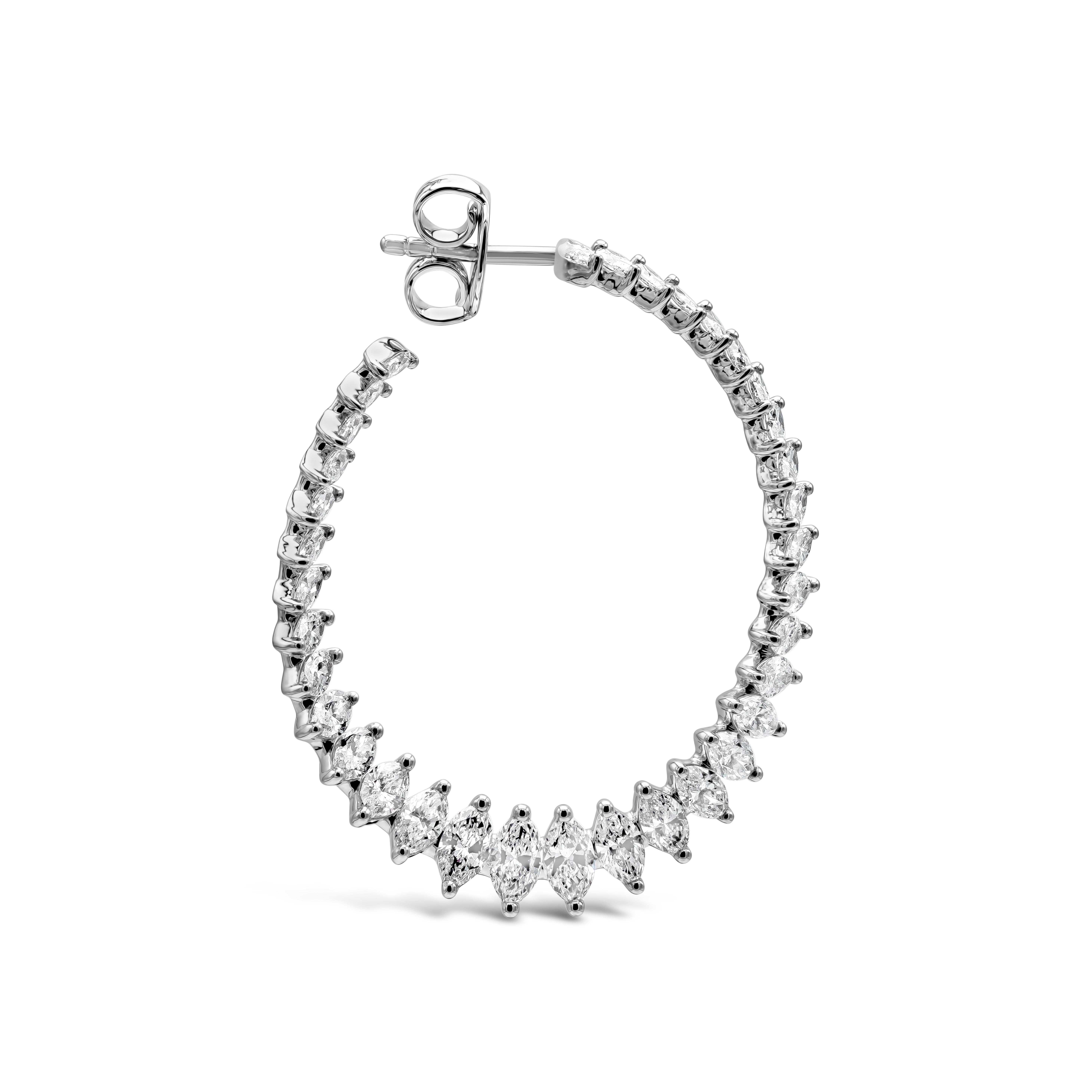 Roman Malakov Diamant-Creolen-Ohrringe mit 5,71 Karat Diamanten im Marquise-Schliff im einzigartigen Stil (Zeitgenössisch) im Angebot
