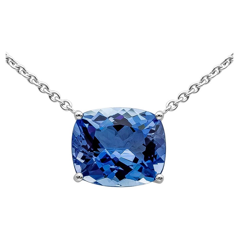 Roman Malakov 5.82 Carat Cushion Cut Aquamarine Solitaire Pendant