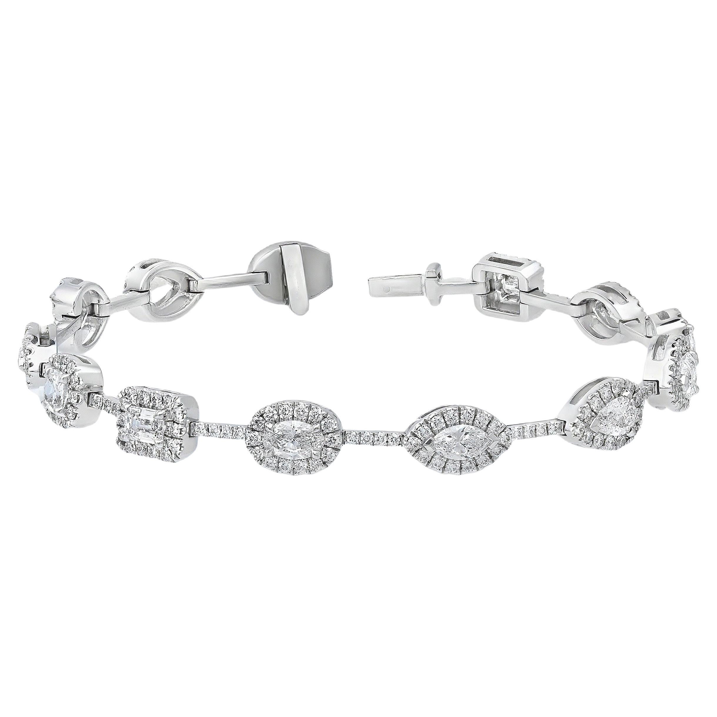 Roman Malakov 5,82 Karat Total Mixed-Cut Diamond Halo Fashion Armband im Angebot