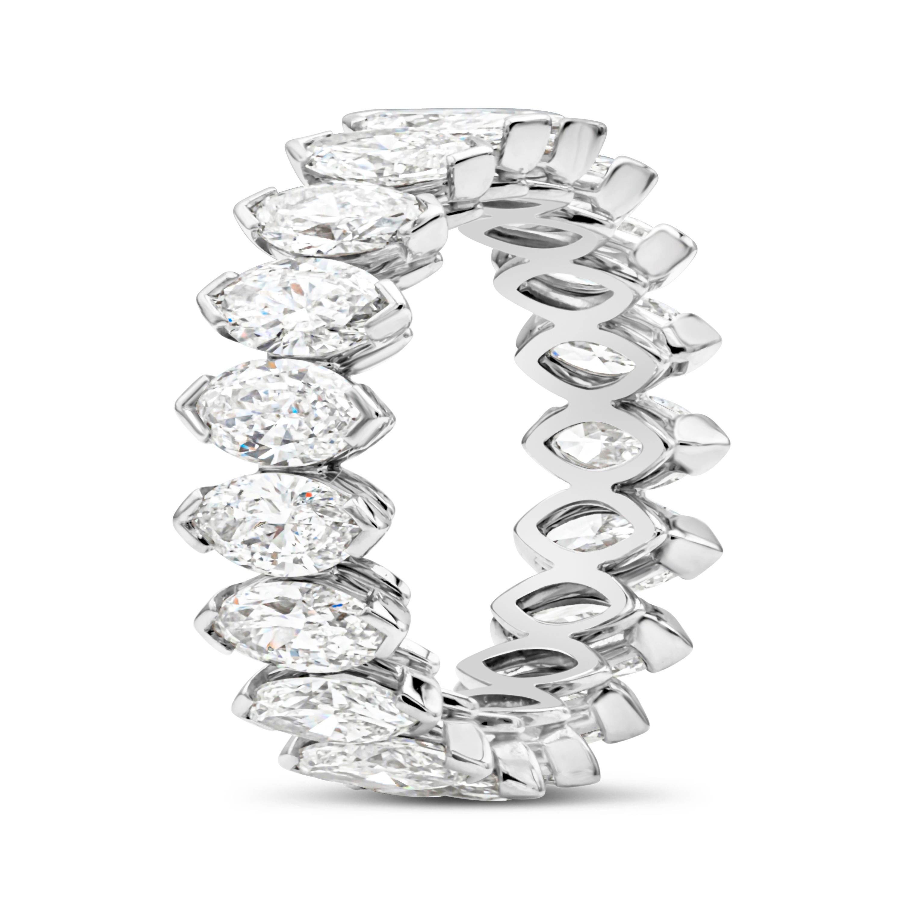 Contemporary Roman Malakov 5.85 Carats Total Marquise Cut Diamond Eternity Wedding Band For Sale