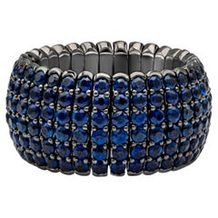 Roman Malakov, large bague à la mode souple avec saphir bleu rond de 5,88 carats au total