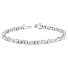 Roman Malakov 5.94 Carat Total Emerald Cut Bezel-Set Diamond Tennis Bracelet