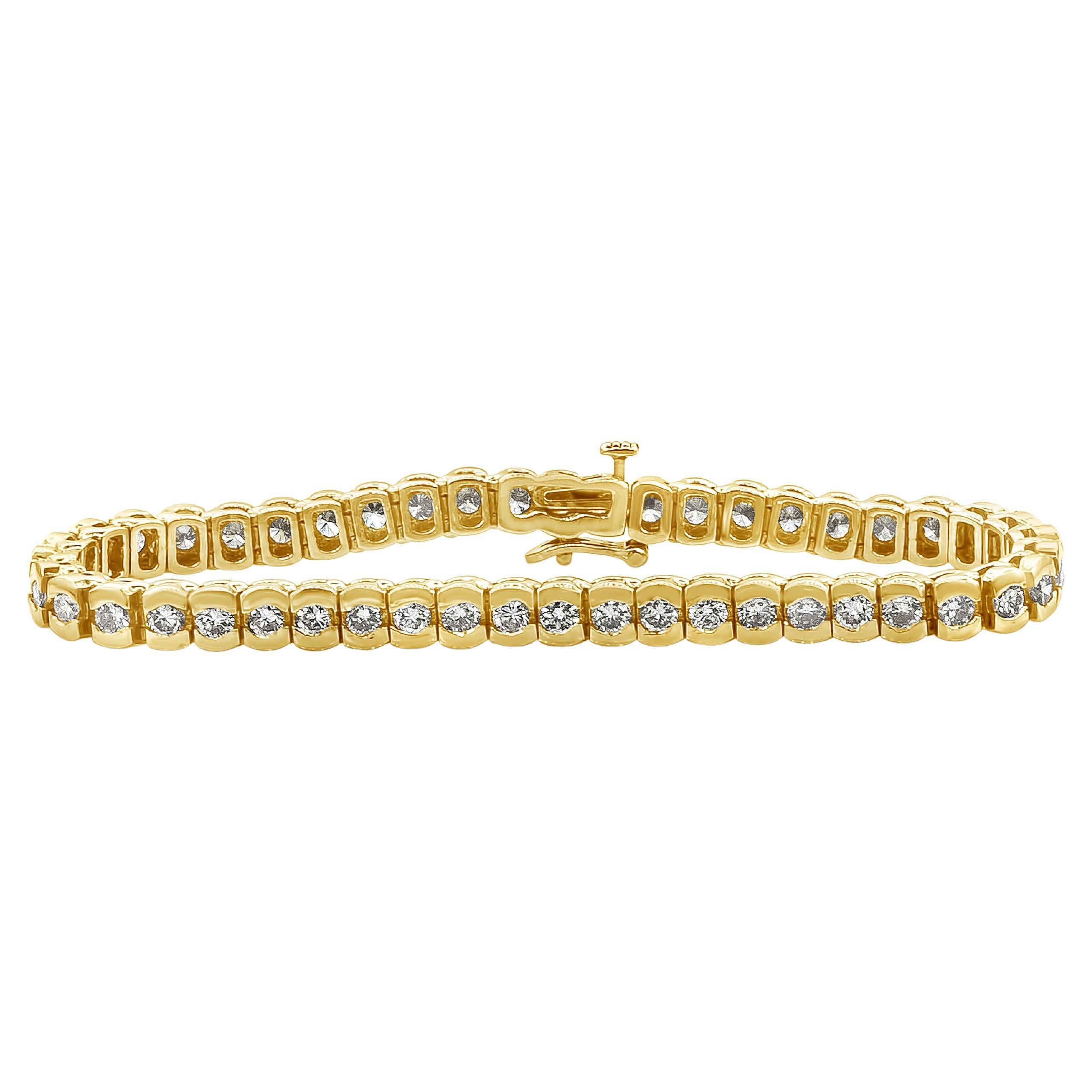 Roman Malakov Tennisarmband aus Gelbgold mit 6,00 Karat Diamanten im Rundschliff