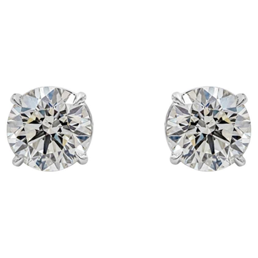 Roman Malakov 6.08 Carats Total Brilliant Round Shape Diamond Stud Earrings For Sale