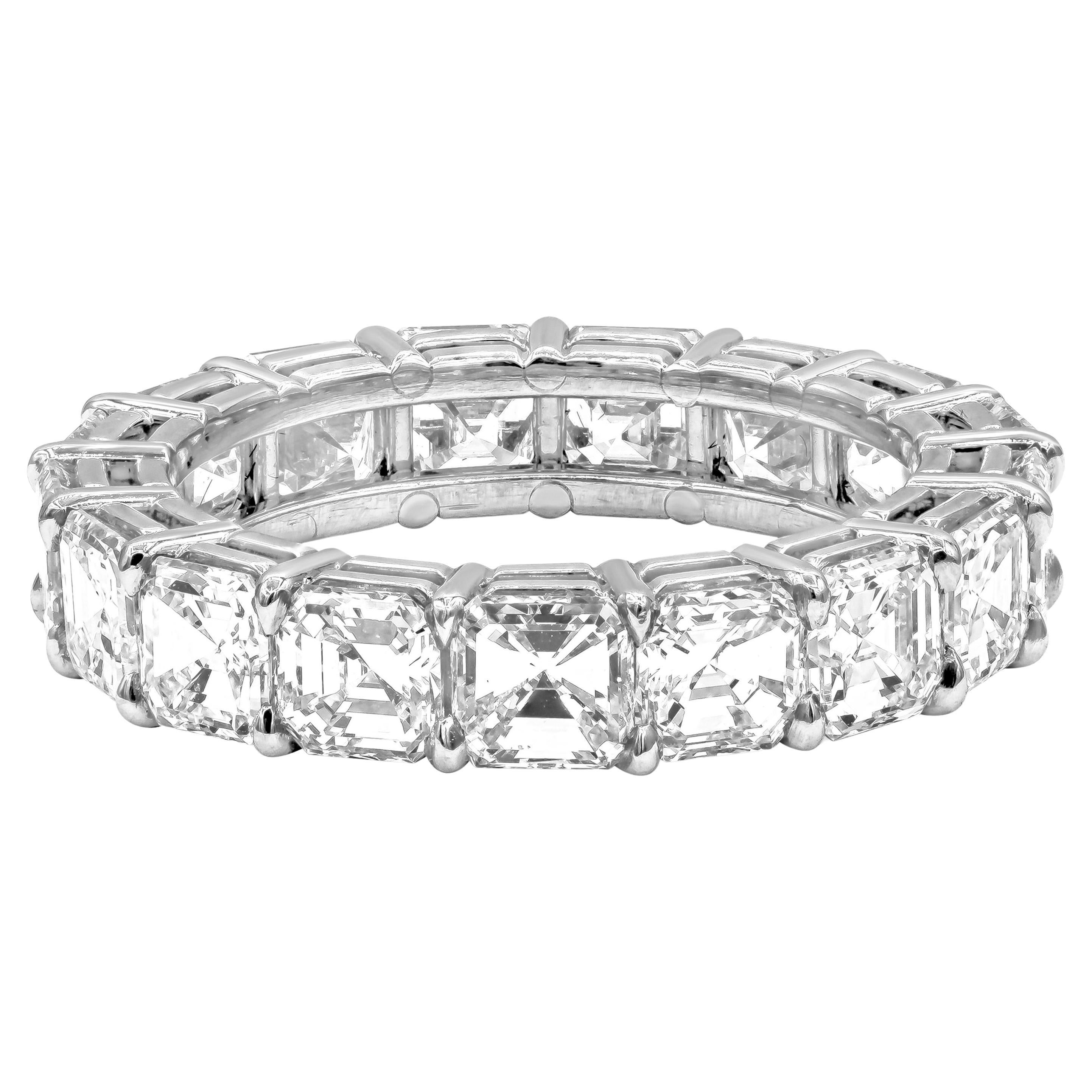 Roman Malakov 6.08 Carats Total Asscher Cut Diamond Eternity Wedding Band Ring For Sale