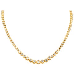 Roman Malakov 6.17 Carat Round Diamond Bezel Riviere Tennis Necklace