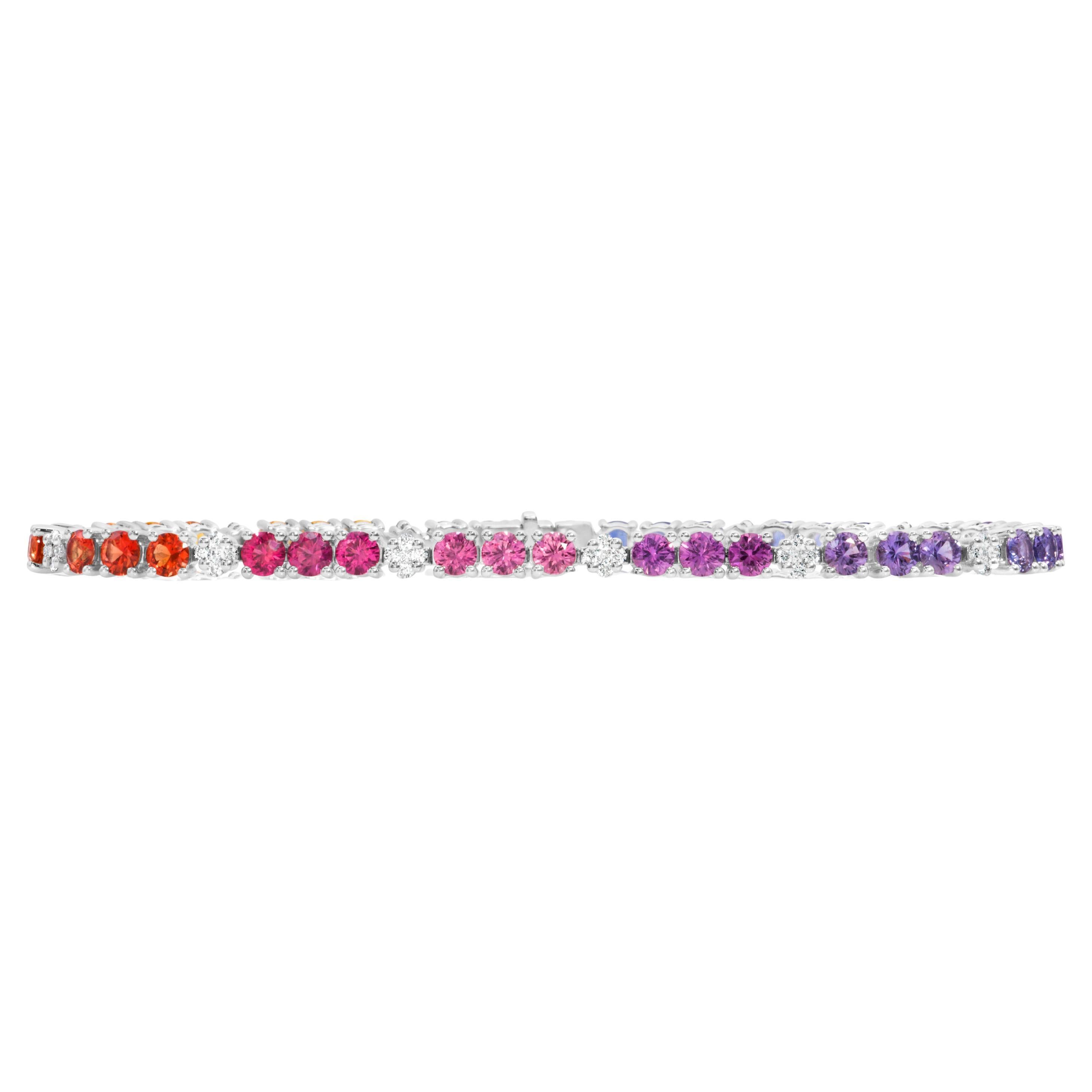Roman Malakov Diamonds Bracciale con zaffiri e diamanti multicolore da 6,19 carati totali