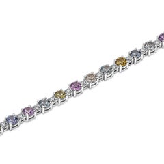 Roman Malakov 6.35 Carat Round Multi-Color Sapphire & Diamond Tennis Bracelet
