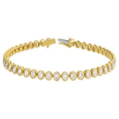 Roman Malakov 6.37 Carats Total Oval Cut Diamond Tennis Bracelet in Yellow Gold