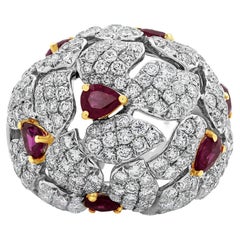 Roman Malakov 6.43 Carat Total Runder Diamant & Birne Rubin Dome Mode Ring