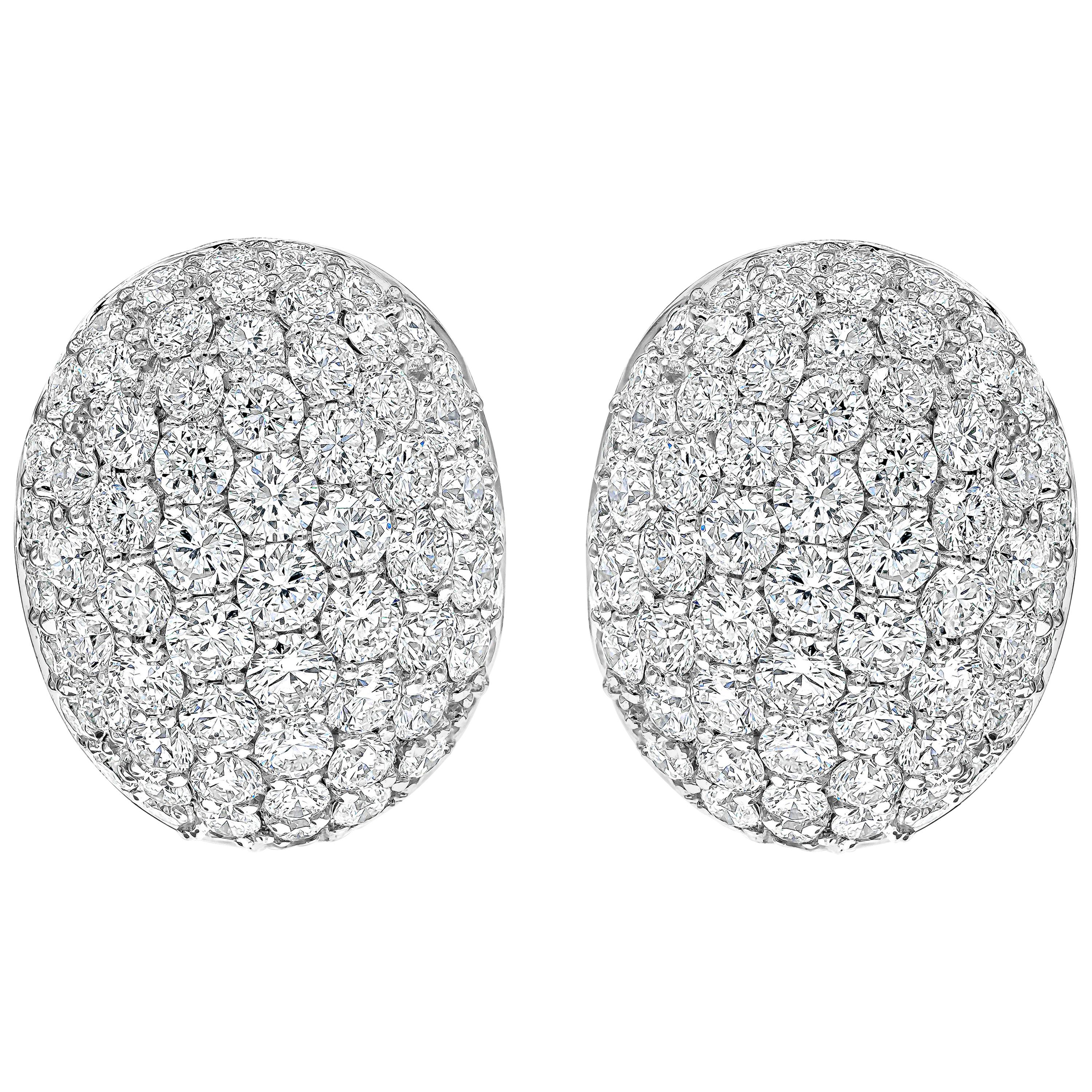 Roman Malakov Ovale Ohrringe in ovaler Form mit 6,43 Karat rundem Diamanten im Brillantschliff
