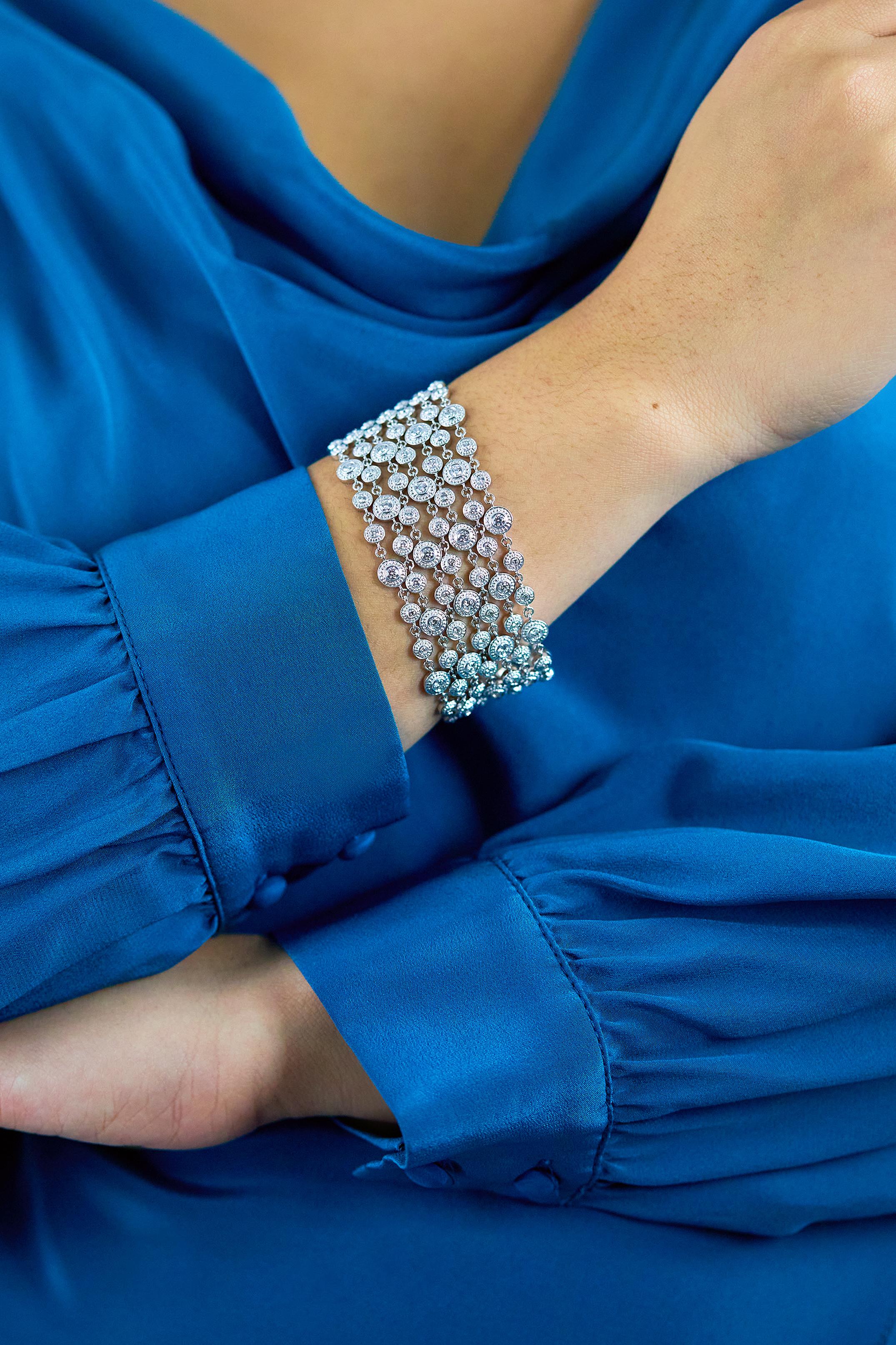 Roman Malakov Pulsera de moda con malla de diamantes de 6,58 quilates totales Contemporáneo en venta