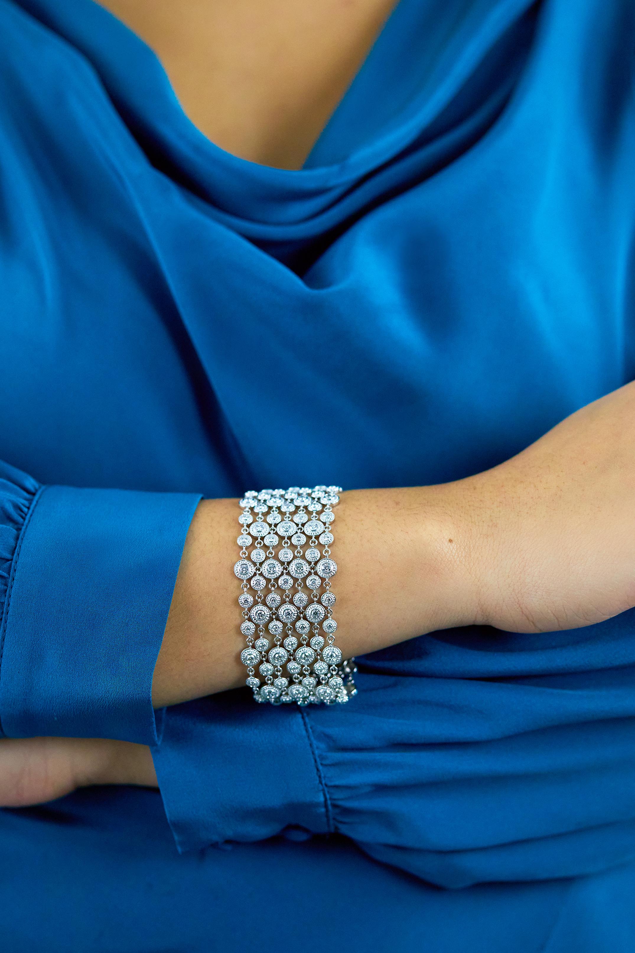 Roman Malakov Pulsera de moda con malla de diamantes de 6,58 quilates totales Corte redondo en venta